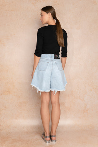 The Wild Fray Denim Shorts Light Blue