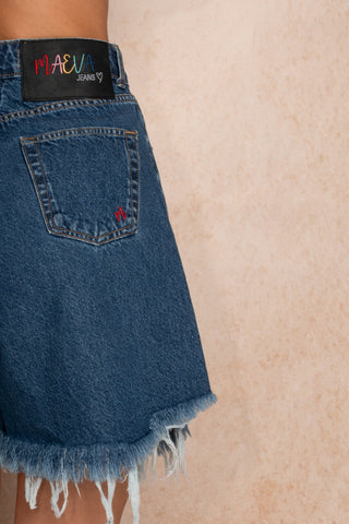 The Wild Fray Denim Shorts Blue