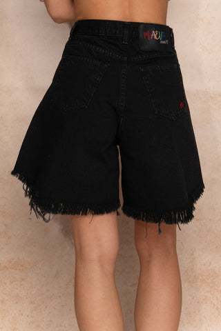 The Wild Fray Denim Shorts Black